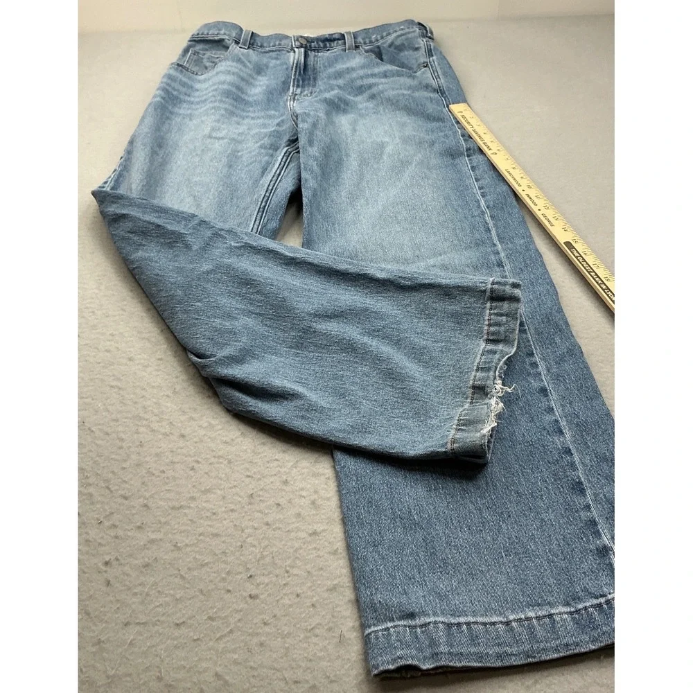 Hollister Wide Leg Super Baggy Jeans Med Wash Relaxed Fit 34x34 Mens Blue Denim